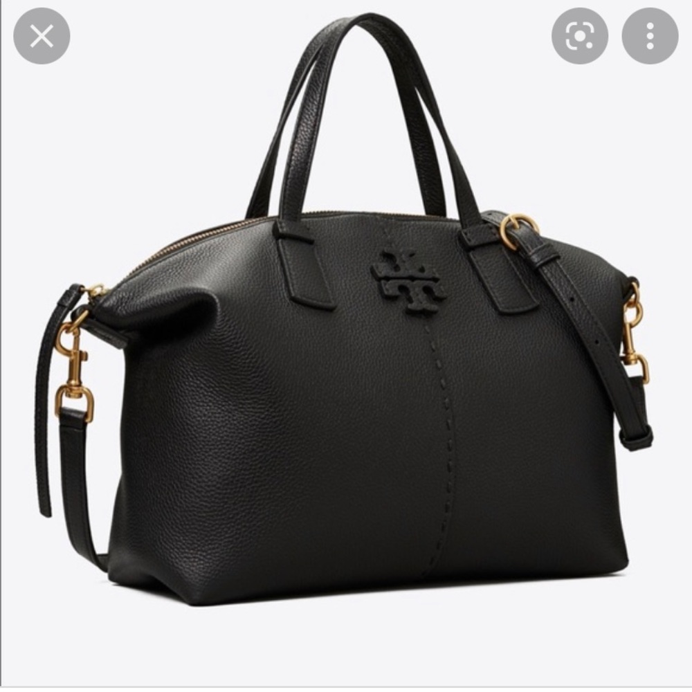 Tory Burch McGraw slouchy satchel and matching wallet black barely used!